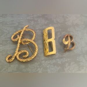 Vintage Initial Brooches/ Pins / Letter B/ set of 3